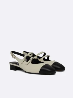 Beige And Black Leather Slingback Mary Janes-Carel Online
