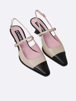 Beige And Black Leather Slingback Pumps-Carel Online