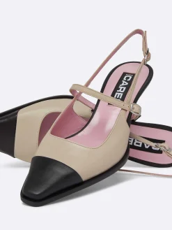 Beige And Black Leather Slingback Pumps-Carel Online