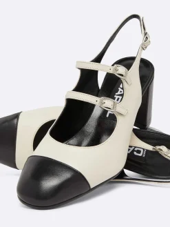 Beige And Black Leather Slingback Mary Janes-Carel Cheap