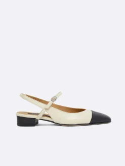 Beige And Black Leather Slingback-Carel New