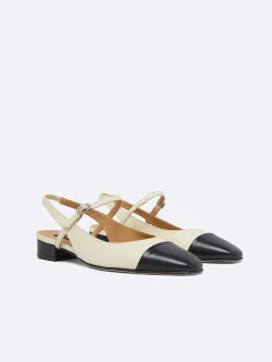 Beige And Black Leather Slingback-Carel New