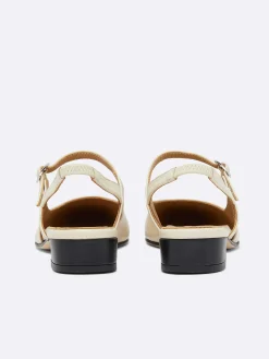 Beige And Black Leather Slingback-Carel New