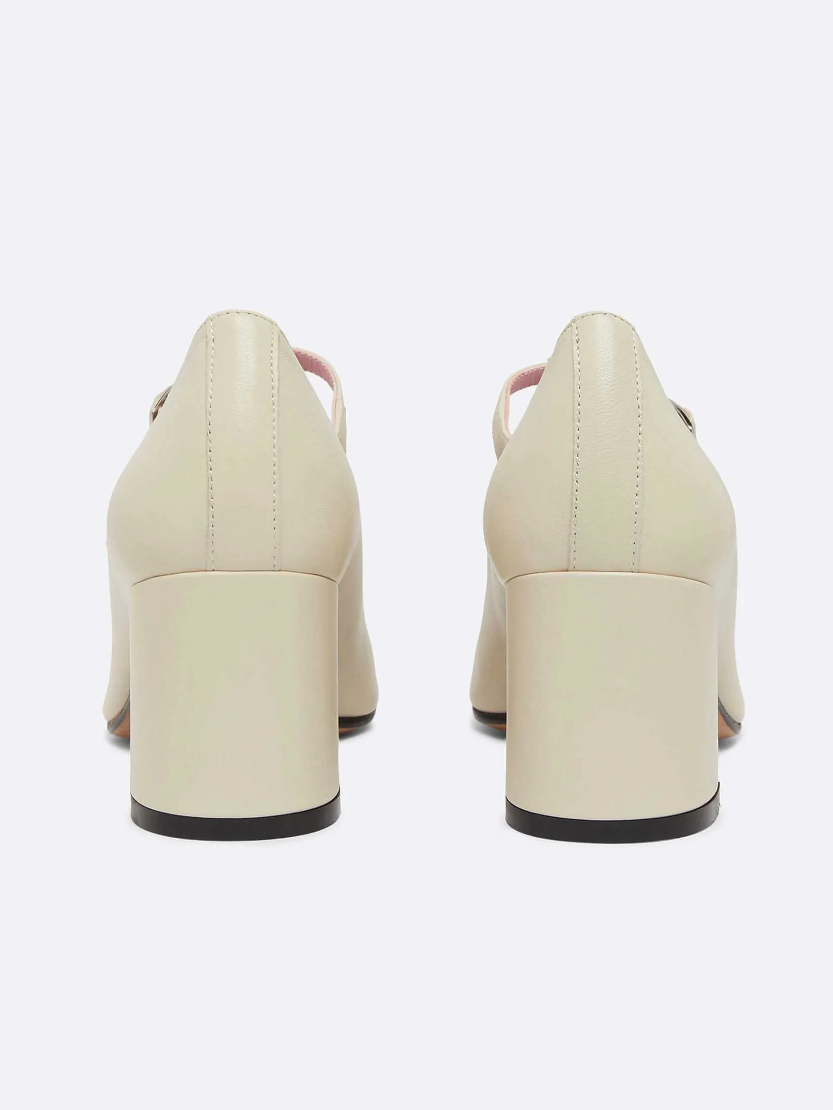 Beige Leather And White Patent Leather Mary Janes Pumps-Carel Shop