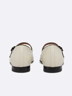 Beige Leather Black Piping Mary Janes-Carel Flash Sale