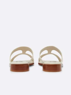 Beige Leather Flat Mules-Carel Fashion