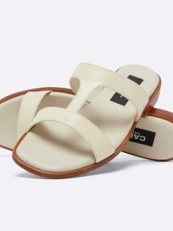 Beige Leather Flat Mules-Carel Fashion