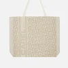 Beige Monogrammed Tote Bag With Jacquard Weave-Carel Shop
