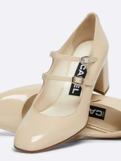 Beige Patent Leather Mary Janes Pumps-Carel New