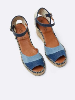 Bi Denim Fabric Wedge Espadrilles-Carel Cheap