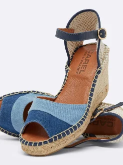 Bi Denim Fabric Wedge Espadrilles-Carel Cheap