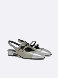 Bi Silver Appleskin Slingback Mary Janes-Carel Clearance