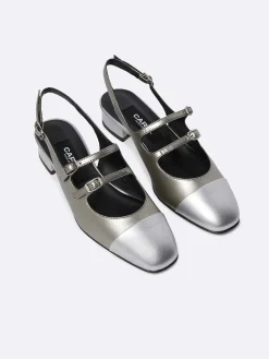 Bi Silver Appleskin Slingback Mary Janes-Carel Clearance