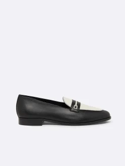 Black And Ivory Leather Loafers-Carel Cheap