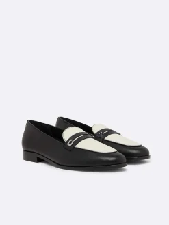 Black And Ivory Leather Loafers-Carel Cheap