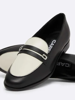 Black And Ivory Leather Loafers-Carel Cheap