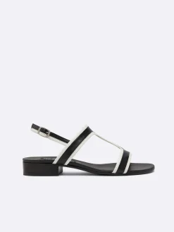 Black And Ivory Leather Sandals-Carel Sale
