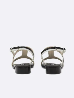Black And Ivory Leather Sandals-Carel Sale