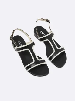Black And Ivory Leather Sandals-Carel Sale
