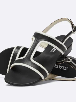 Black And Ivory Leather Sandals-Carel Sale