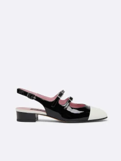 Black And Ivory Patent Leather Slingback Mary Janes-Carel Best Sale