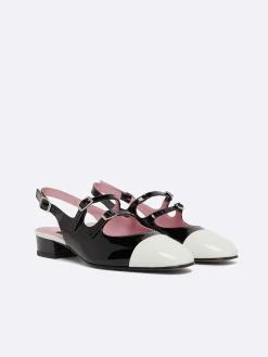 Black And Ivory Patent Leather Slingback Mary Janes-Carel Best Sale