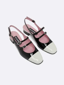 Black And Ivory Patent Leather Slingback Mary Janes-Carel Best Sale