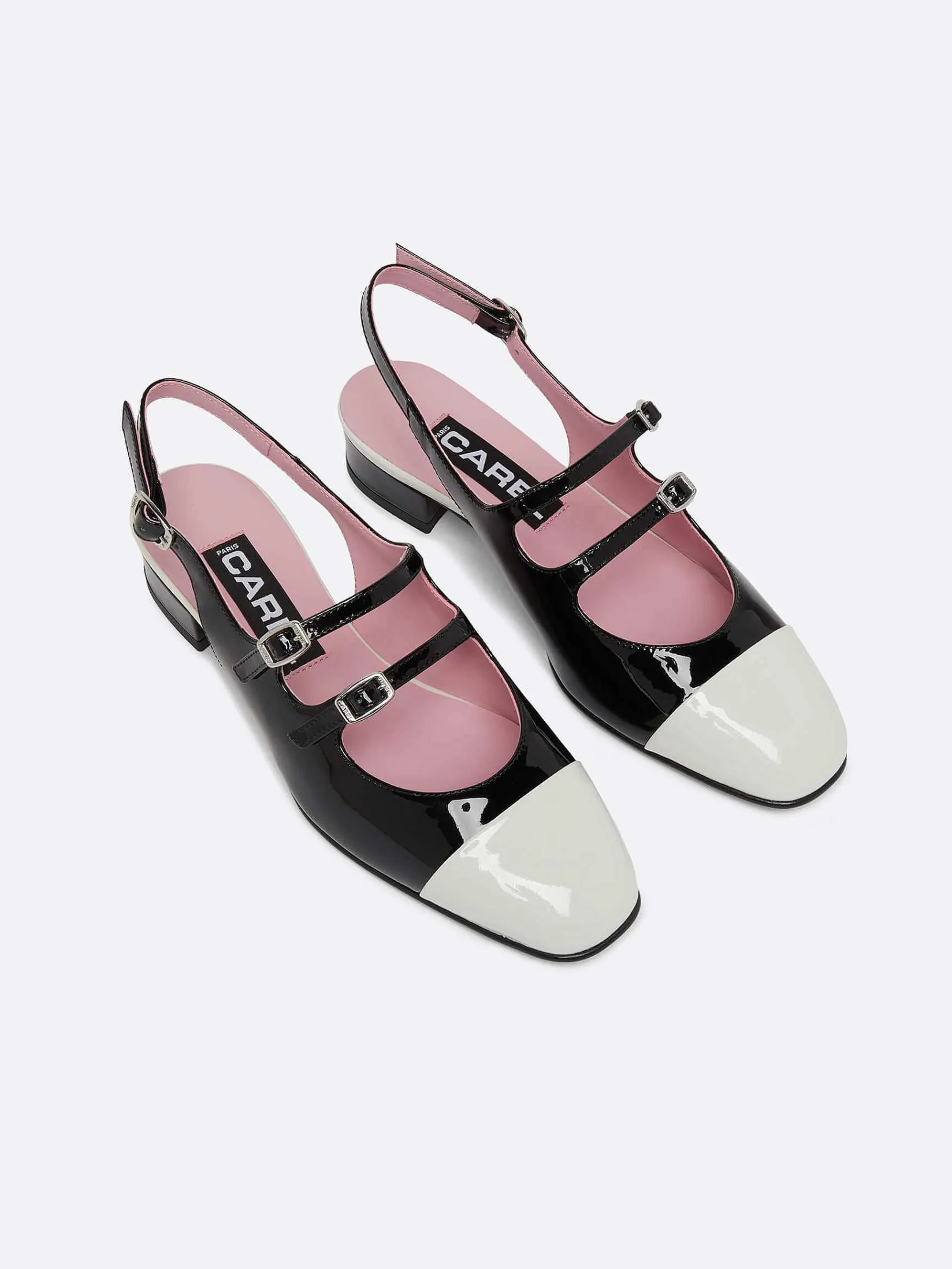 Black And Ivory Patent Leather Slingback Mary Janes-Carel Best Sale