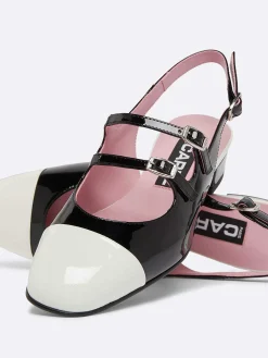 Black And Ivory Patent Leather Slingback Mary Janes-Carel Best Sale