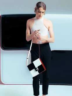 Black And White Checkerboard Patent Leather Bag-Carel Online