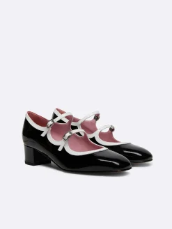 Black And White Patent Leather Mary Janes Pumps-Carel Best
