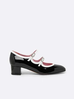 Black And White Patent Leather Mary Janes Pumps-Carel Best