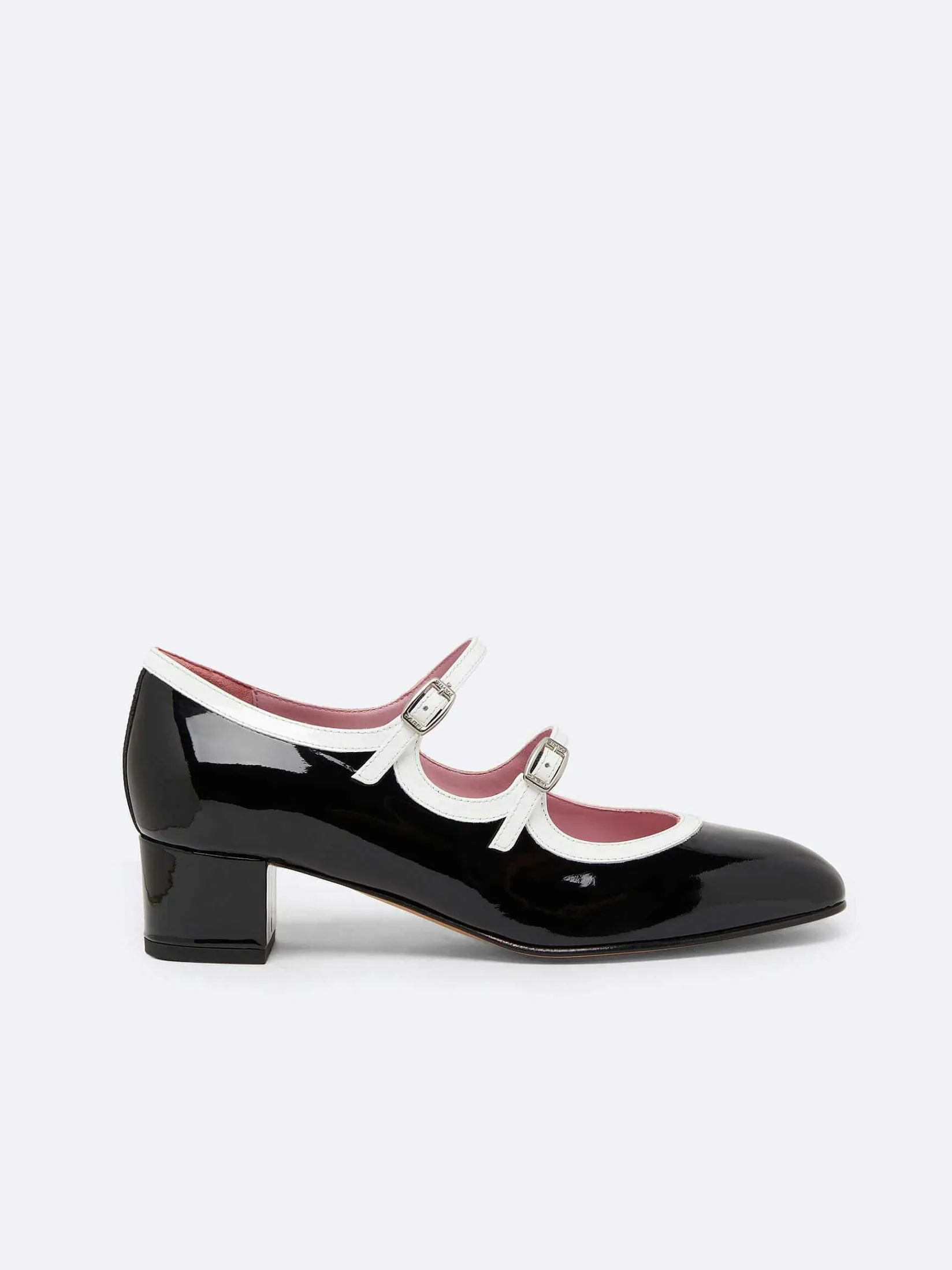 Black And White Patent Leather Mary Janes Pumps-Carel Best