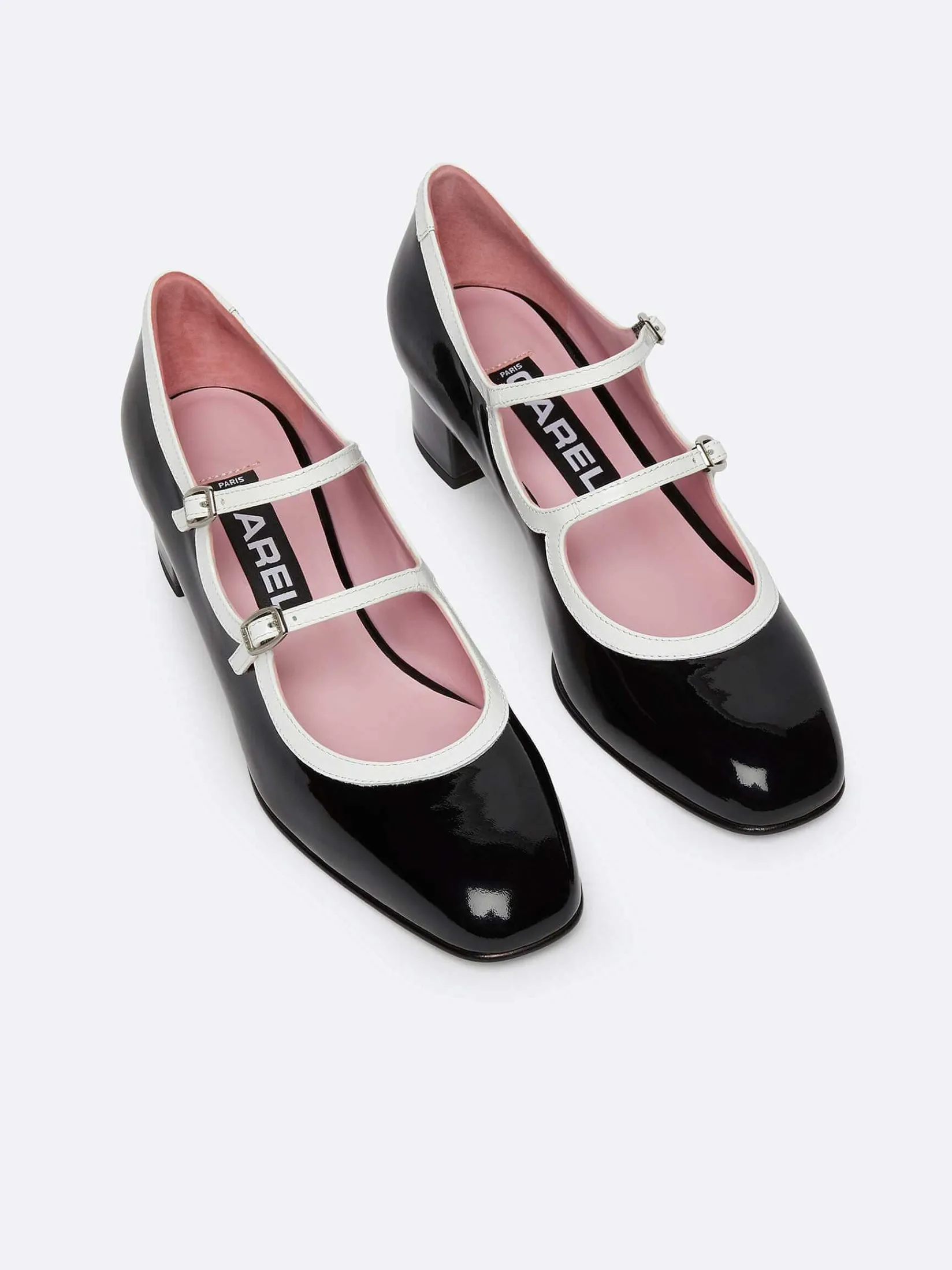 Black And White Patent Leather Mary Janes Pumps-Carel Best