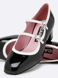 Black And White Patent Leather Mary Janes Pumps-Carel Best