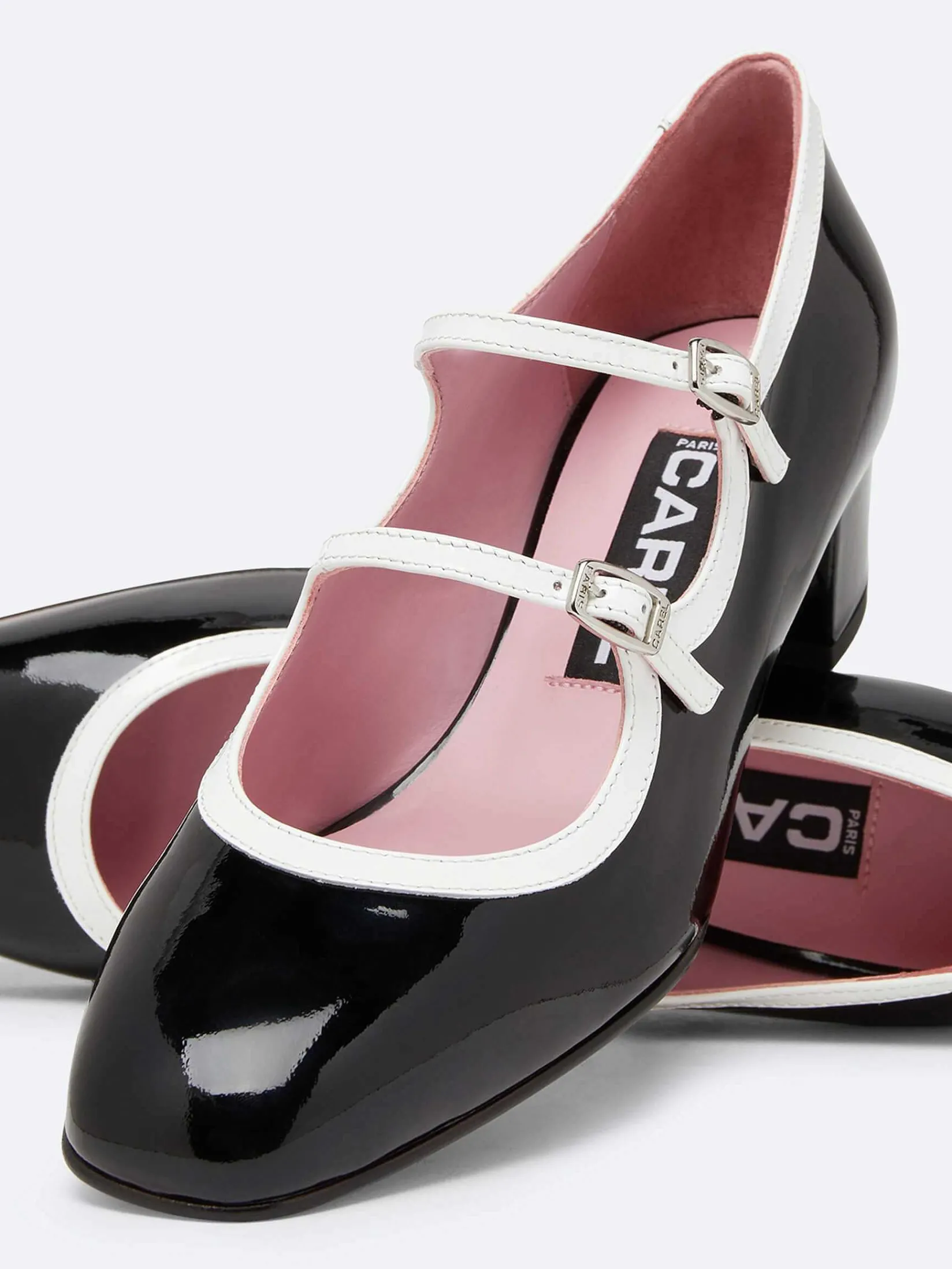 Black And White Patent Leather Mary Janes Pumps-Carel Best