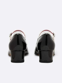 Black And White Patent Leather Mary Janes Pumps-Carel Best
