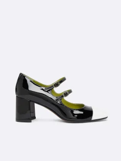 Black And White Patent Leather Mary Janes Pumps-Carel Best Sale