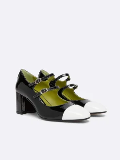 Black And White Patent Leather Mary Janes Pumps-Carel Best Sale