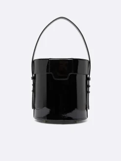 Black And White Patent Leather Bucket Bag-Carel Fashion