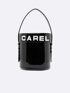 Black And White Patent Leather Bucket Bag-Carel Fashion