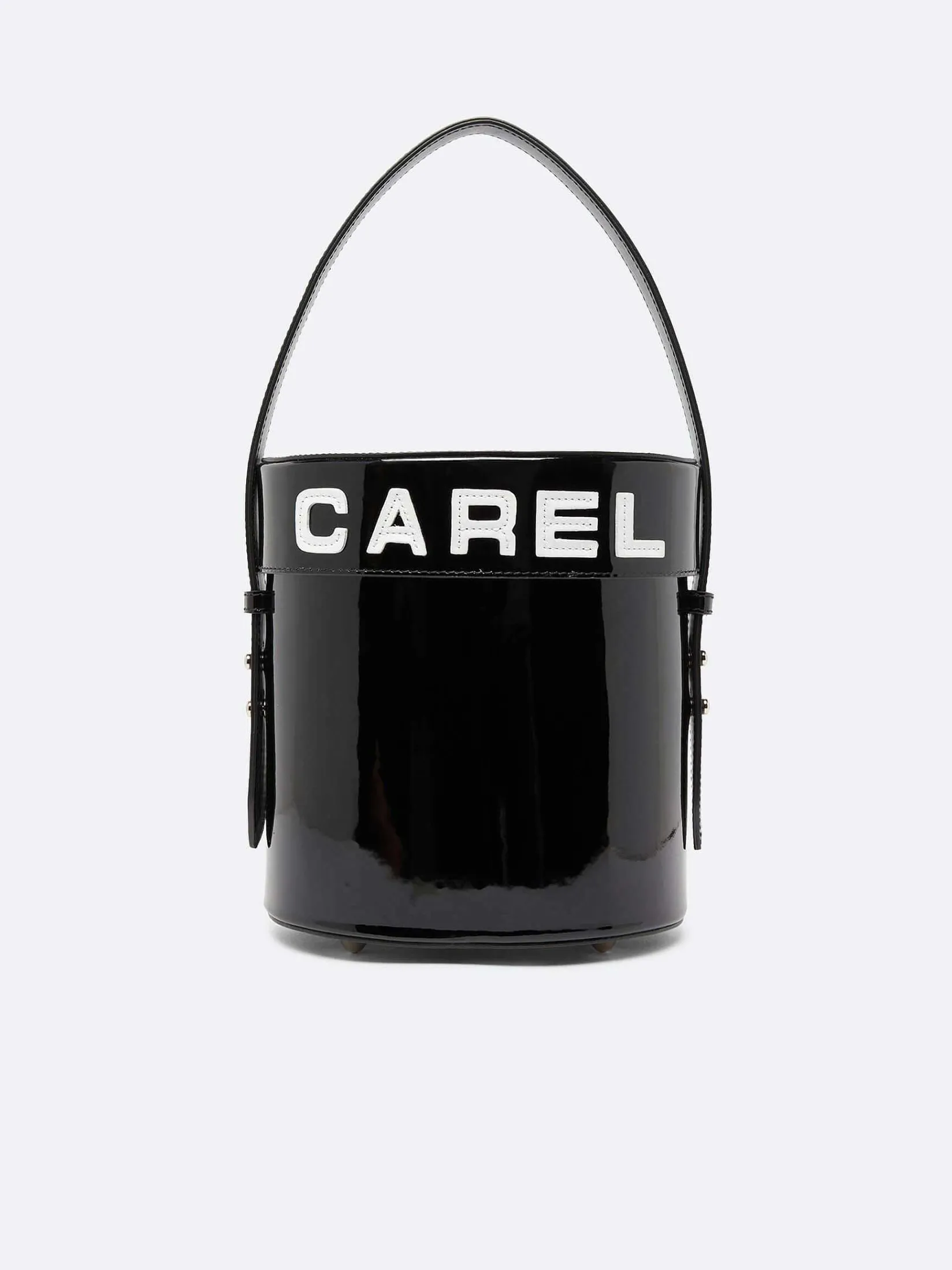 Black And White Patent Leather Bucket Bag-Carel Fashion