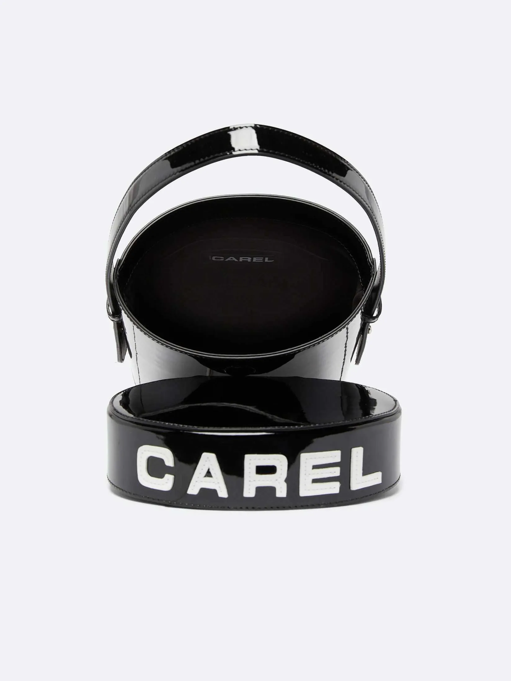 Black And White Patent Leather Bucket Bag-Carel Fashion