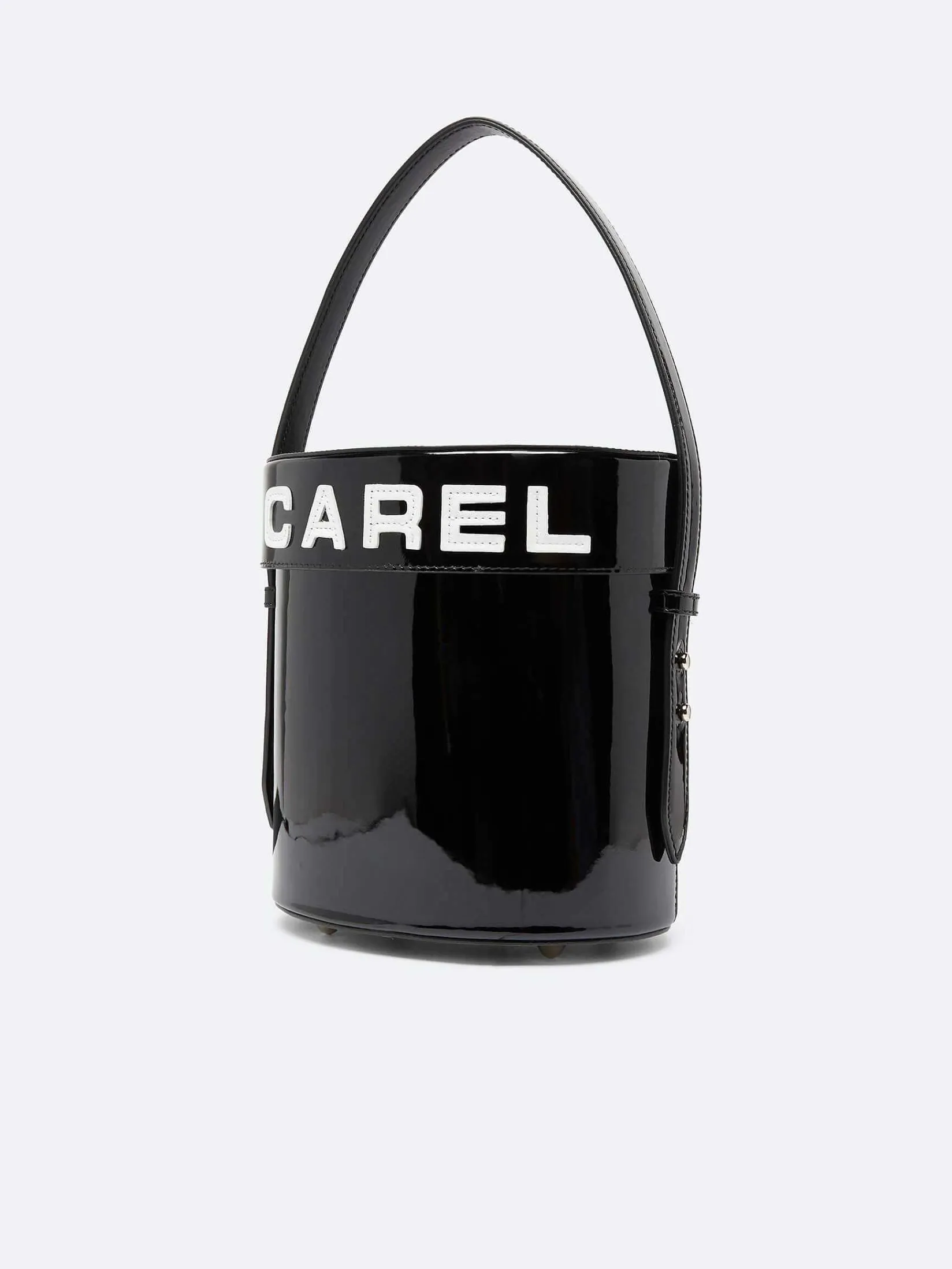 Black And White Patent Leather Bucket Bag-Carel Fashion