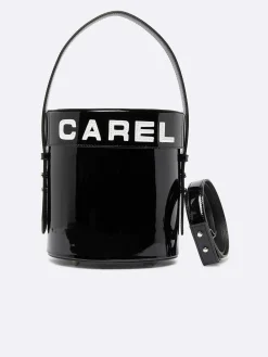Black And White Patent Leather Bucket Bag-Carel Fashion