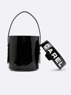 Black And White Patent Leather Bucket Bag-Carel Fashion