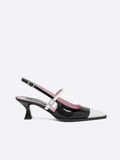 Black And White Patent Leather Slingback Pumps-Carel Best Sale
