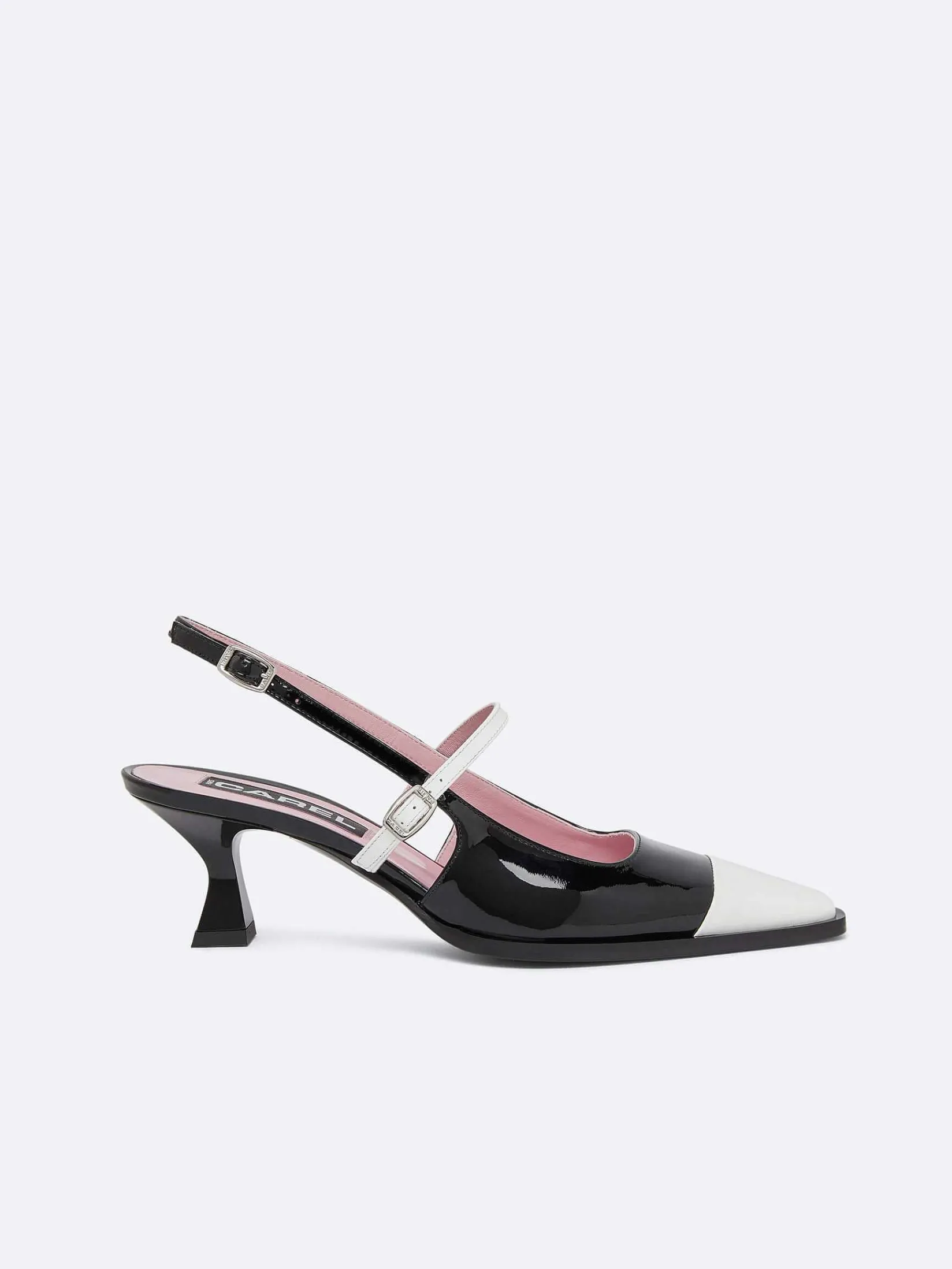 Black And White Patent Leather Slingback Pumps-Carel Best Sale