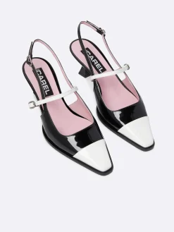 Black And White Patent Leather Slingback Pumps-Carel Best Sale