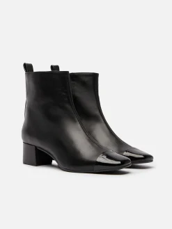 Black Leather And Patent Ankle Boots-Carel Shop